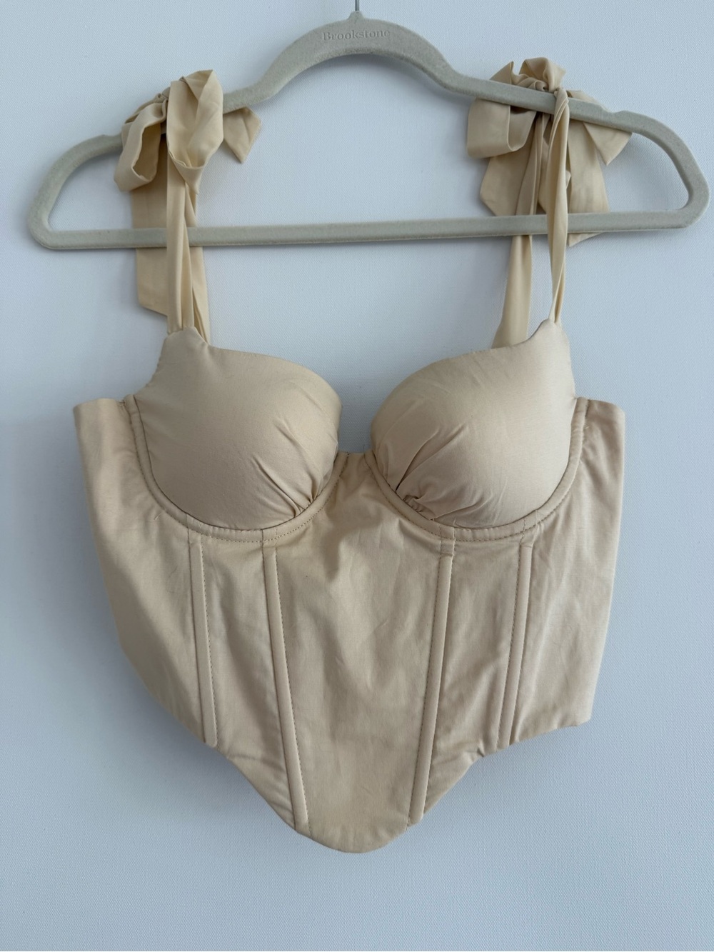 Oh Polly Cream Tie-Shoulder Bustier Top